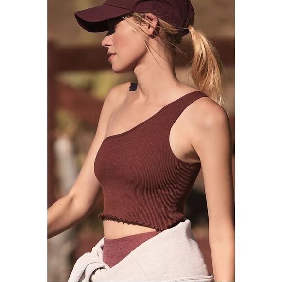 NEW Anthropologie Spiritual Gangster Luna One-Shoulder Crop Tank Medium Large - Picture 1 of 3
